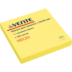 Клейкая бумага для заметок "deVENTE" 76x76 мм, 100 листов, офсет 75 г/м², неоновая желтая