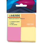 Клейкая бумага для заметок "deVENTE" 40x50 мм, 50 листов, офсет 75 г/м², 4 неоновых цвета, 4 шт в пластиковом блистере