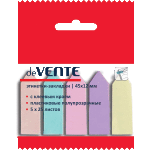 Набор самоклеящихся этикеток-закладок "deVENTE. Pastel" пластиковые полупрозрачные в форме стрелки 45x12 мм, 5x25 листов, 5 пастельных цветов, в пластиковом пакете с европодвесом