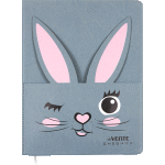 Дневник "deVENTE. Rabbit like pocket" универсальный блок, офсет 1 краска, белая бумага 80 г/м², твердая обложка из искусственной кожи, аппликация в виде фигурного кармана, шелкография, цветной форзац, 1 ляссе