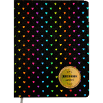 Дневник "deVENTE. Rainbow Hearts" универсальный блок, офсет 1 краска, белая бумага 80 г/м2, твердая обложка из искусственной кожи, тиснение радужной фольгой, аппликация, шелкография, 1 ляссе