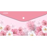 Папка-конверт на кнопке "deVENTE. Flowers" travel-size (260x140 мм) 150 мкм, непрозрачная с рисунком, индивидуальная маркировка