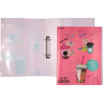 Папка на кольцах "deVENTE. Unicorn Cocktail" A4 (240x310x30 мм) 2 кольца Ø 25 мм, 500 мкм, с декоративным элементом с конфетти, на 250 листов бумаги или 50 вкладышей, внутренний карман 160 мкм, индивидуальная упаковка, пастельный розовый