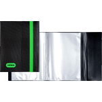 Папка с 020 вкладышами A5 "deVENTE. MonoChrome" A5 (156x225x20 мм) 500 мкм, с рельефной фактурной поверхностью, вкладыши 30 мкм, вертикальная неоновая зеленая резинка 15 мм, индивидуальная маркировка, непрозрачная черная с неновым зеленым