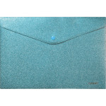 Папка-конверт на кнопке "deVENTE. Glitter Shine" A4 (330x230 мм) 350 мкм, фактура "песок" индивидуальная маркировка, фактура с блестками, сверкающий бирюзовый