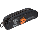 Пенал "deVENTE. World Basketball" 22,5x8x6,5 см, овальный с крупной тракторной молнией, текстильный, с аппликацией из искусственной кожи
