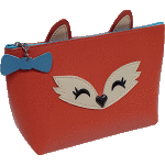 Пенал-косметичка "deVENTE. Cute Fox" 22x12x7 см, матовая искусственная кожа, на молнии, с бегунком-бантиком, с ушками и аппликацией в виде лисички, оранжевый
