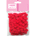 Набор помпонов для творчества "deVENTE" 8 мм, 120 шт, цвет красный, в пластиковом пакете с блистерным подвесом