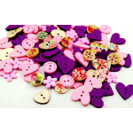 Пуговицы декоративные "deVENTE. Розовый микс" деревянные, ассорти форм и цветов, в пластиковом пакете с блистерным подвесом