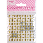 Стразы самоклеящиеся "deVENTE. Star" акриловые, размер 8 мм, карточка 90x90 мм, золотистые, 100 шт в пластиковом пакете с блистерным подвесом