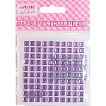 Стразы самоклеящиеся "deVENTE. Square" акриловые, размер 6 мм, карточка 86x86 мм, фиолетовые, 100 шт в пластиковом пакете с блистерным подвесом