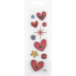 Набор наклеек для творчества объемные с блеском и золотым тиснением "deVENTE. Hearts" 5x15,5 см, в пластиковом пакете с блистерным подвесом