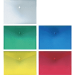 Папка-конверт на кнопке "deVENTE" B5 (209x282 мм) 180 мкм, полупрозрачная ассорти (полупрозрачная, красная, синяя, зеленая, желтая)