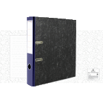 Папка с арочным механизмом "Attomex" A4 50 мм, мраморная картонная, собранная, c металлической окантовкой нижней кромки, с этикеткой для надписей, запечатка форзаца, синяя