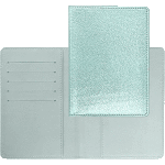 Обложка для паспорта "deVENTE. Shiny" 10x14 см, искусственная кожа с металлизированной фактурой, отстрочка, 5 отделений для визиток, в пластиковом пакете с европодвесом, бирюзовая