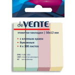 Набор самоклеящихся этикеток-закладок "deVENTE" бумажные 50x12 мм, 4x100 листов, офсет 75 г/м², 4 пастельных цвета, в пластиковом пакете с европодвесом