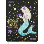 Дневник "deVENTE. Mermaid and Starfish" универсальный блок, офсет 1 краска, белая бумага 80 г/м2, твердая обложка из искусственной кожи с поролоном, объемная аппликация, шелкография, тиснение фольгой, цветной форзац, 1 ляссе