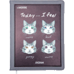 Дневник "deVENTE. Cats Emotions" универсальный блок, офсет 1 краска, белая бумага 80 г/м², твердая обложка из искусственной кожи с поролоном, аппликация, цветная печать, отстрочка, 1 ляссе