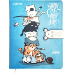 Дневник "deVENTE. Happy Cat, Happy Life" универсальный блок, офсет 1 краска, белая бумага 80 г/м², твердая обложка из искусственной кожи с поролоном, цветная печать, фигурная магнитная створка, отстрочка, цветной форзац, 1 ляссе