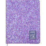 Дневник "deVENTE. Glitter. Lilac" универсальный блок, офсет 1 краска, белая бумага 80 г/м2, твердая обложка из искусственной кожи с блёстками, аппликация, тиснение фольгой, 1 ляссе