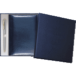 Набор подарочный "Attomex. Visa" ежедневник 2022, A5 (145 ммx205 мм) 352 стр, белая бумага 70 г/м², печать в 1 краску, твердая обложка из искусственной кожи с поролоном, отстрочка, термо тиснение, перфорация, 2 ляссе, шариковая ручка, в подарочной коробке, темно-синий