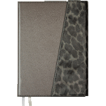 Ежедневник недатированный "deVENTE. Leopard" A5 (145 ммx205 мм) 320 стр, кремовая бумага 70 г/м², печать в 2 краски, твердая комбинированная обложка из искусственной кожи, магнитная створка, отстрочка, черный форзац, перфорация, 2 ляссе, в подарочной коробке, серый
