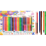 Набор для рисования подарочный "deVENTE. Trio" в наборе 33 предмета: фломастеры 10 цв, ручки капиллярные 10 цв, карандаши цветные двусторонние 12 шт/24 цв, точилка, в картонной коробке с подвесом