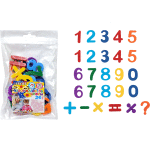 Набор магнитов "deVENTE. Магнитные цифры" пластиковых, цвета ассорти (7 цветов радуги - красный, оранжевый, желтый, зеленый, голубой, синий, фиолетовый) 26 цифр и знаков - 2 набора 0-9, 1 набор символов (+-×÷=?) средний размер, в пластиковом пакете с блистерным подвесом