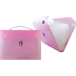 Портфель "deVENTE. Pastel. Free Hugs" с 12-ю отделениями на 2 кнопках, пластиковый 800 мкм, для документов A4 (33x24x3 см) внутренние отделения толщиной 170 мкм, непрозрачный розовый