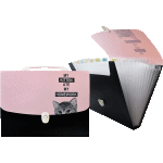Портфель "deVENTE. Hidden Cat" с 12-ю отделениями на замке, пластиковый 800 мкм, для документов A4 (33x24x3 см) внутренние отделения толщиной 170 мкм, непрозрачный розовый