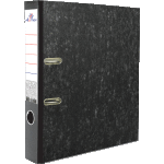Папка с арочным механизмом "Attomex" A4 50 мм мраморная картонная разобранная, корешок из PVC, наварной карман с этикеткой, металлическая окантовка, запечатка форзаца, черная