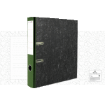 Папка с арочным механизмом "Attomex" A4 50 мм, мраморная картонная, собранная, c металлической окантовкой нижней кромки, с этикеткой для надписей, запечатка форзаца, зеленая