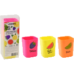 Набор подставок для пишущих принадлежностей "deVENTE. Tutti-Frutti" 3 пластиковых подставки 6,9x6,9x8,9 см c цветным рисунком, в пластиковой подарочной коробке
