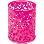 Подставка для пишущих принадлежностей "deVENTE" 8x8x9,8 см, круглый, ажурный сетчатая металлическая, розовый