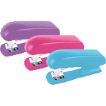Степлер "deVENTE. Soft touch" 24/6&26/6 (мощность 20 листов, глубина скрепления 55 мм) пластиковый с бархатистым прорезиненным покрытием, в картонной коробке, ассорти 3 цвета (фиолетовый, голубой и розовый)