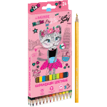 Карандаши цветные "deVENTE. Cat Lady" 24 цвета, 2М, диаметр грифеля 2,8 мм, шестигранные, в картонной коробке