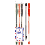 Набор ручек гелевых "Attomex" 03 стандартных цвета, d=0,5 мм, прозрачный корпус с металлическим наконечником, сменный стержень, в пластиковом блистере