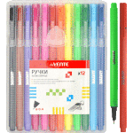 Набор ручек капиллярных "deVENTE. Trio" 12 цветов, d=0,4 мм, с цветным трехгранным корпусом, в пластиковой коробке