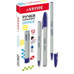 Ручка шариковая "deVENTE. Office" d=0,7 мм, непрозрачный серебристый корпус, игольчатый пишущий узел, одноразовая, индивидуальная маркировка, синяя