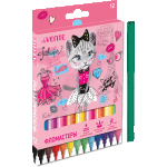 Фломастеры "deVENTE. Cat Lady" 12 цветов с вентилируемым колпачком, в картонной коробке с подвесом