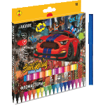 Фломастеры "deVENTE. Street Racing" 18 цветов с вентилируемым колпачком, в картонной коробке с подвесом