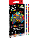 Карандаши цветные пластиковые "deVENTE. Game" 12 цветов, 2М, диаметр грифеля 3 мм, трёхгранные, пластиковый корпус c запечаткой, в картонной коробке с эффектом Soft Touch