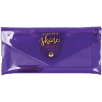 Пенал-косметичка "deVENTE. Shine" 22x11x1,5 см, плоский, плотный PVC 600 мкм, с клапаном на кнопке, с внутренним карманом на пластиковой молнии, с колпачком для карандаша, с петлей для ручки, полупрозрачный фиолетовый