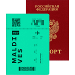 Обложка для паспорта "deVENTE. К отдыху готова!" 10x14 см, искусственная кожа, поролон, шелкография, отстрочка, 5 отделений для визиток, в пластиковом пакете с европодвесом