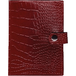 Обложка для паспорта "Attomex" 9,7x14 см натуральная кожа шик под кожу крокодила, прозрачные ПВХ клапаны с отделами для визиток и сим карты, на кнопке, бордовая