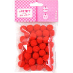 Набор помпонов для творчества "deVENTE" 15 мм, 50 шт, цвет красный, в пластиковом пакете с блистерным подвесом