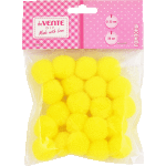 Набор помпонов для творчества "deVENTE" 25 мм, 20 шт, цвет желтый, в пластиковом пакете с блистерным подвесом
