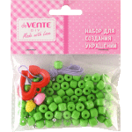 Набор для создания украшений из бусин зеленый "deVENTE" ассорти форм и цветов, 97 шт, в пластиковом пакете с блистерным подвесом