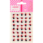 Глазки декоративные "deVENTE" круглые пластиковые, с ресницами, цвет красный, 10 мм, 40 шт в пластиковом пакете с блистерным подвесом