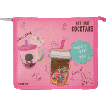 Папка для тетрадей "deVENTE. Unicorn Cocktail" A5 (235x200x100 мм) с текстильным расширением 80 мм, на молнии сверху, пластик 500 мкм, с декоративным элементом с конфетти, индивидуальная упаковка, пастельный розовый
